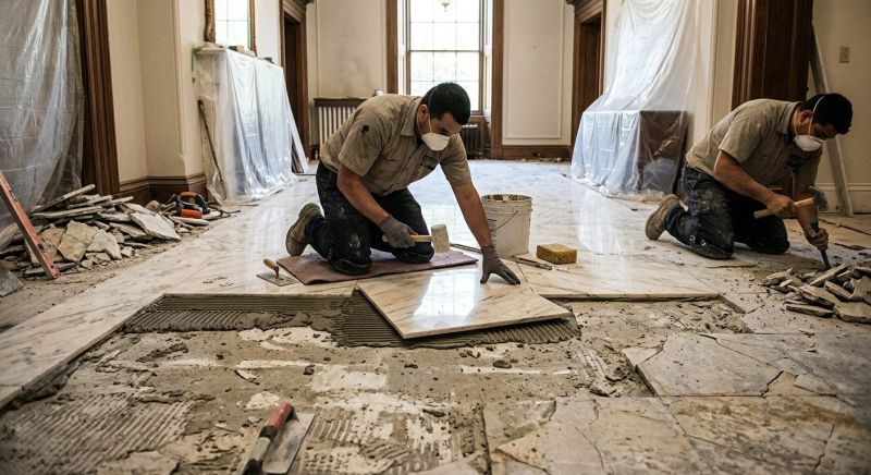 Marble Tile Floor Installation in Kansas City, KS
